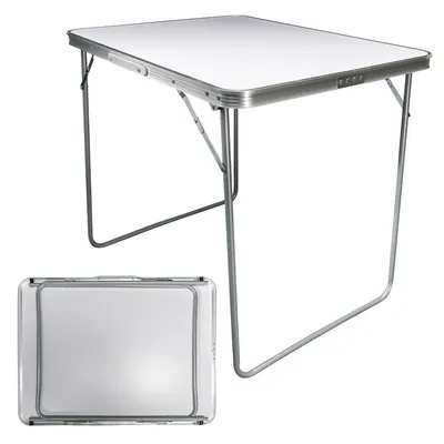 Produktbild von Grafner Campingtisch klappbar 80x60x70cm Aluminium, stabil und tragbar, mit Griff, belastbar bis 50 kg, Klapptisch Alu Gartentisch Mehrzwecktisch Outdoor Koffertisch Picknick Tisch Festival