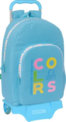 Immagine prodotto di Zaino scolastico con ruote Benetton Spring Azzurro cielo 30 x 46 x 14 cm
