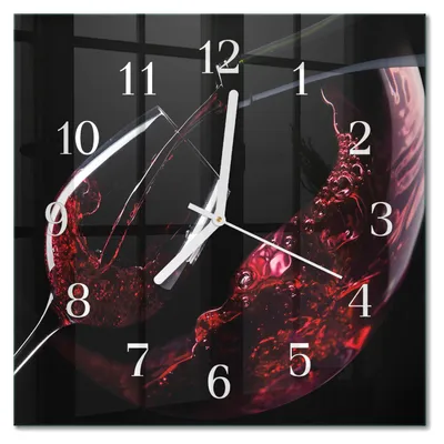 Immagine prodotto di Orologio da parete Tulup Glasuhr, orologio da cucina, vetro vero, 30x30 cm, design moderno e decorativo, silenzioso, lancette bianche - colore: vino