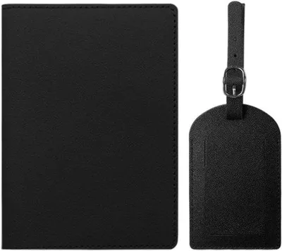 Produktbild von Reisbagage-accessoires-Set, Kunstleder-Tasche, personalisierbar, ideal für Geschäftsreisen, Schwarz