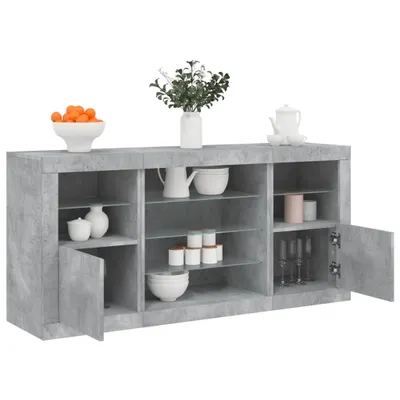 Obrázek produktu pro vidaXL Příborník s LED světly betonově šedý 142,5x37x67 cm