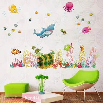 Imagen del producto de Solidchoice - Vinilos decorativos para paredes, con diseños coloridos del mundo submarino, ideales para habitaciones infantiles