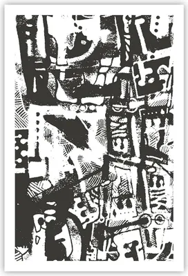 Produktbild von Poster - Poster ohne Rahmen - Schwarzweiß Figuren Abstraktion - 61x91,5 cm - Wand Bild - Wanddeko - Wandbilder - Kunstposter - Wandposter - Bilder - Kunstdruck - Wanddekoration - P2XPA61x91-5125
