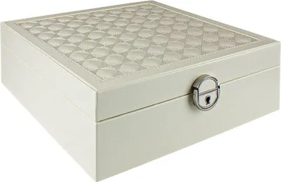 Image de Boîte à bijoux matelassée avec boîte de voyage - Blanc