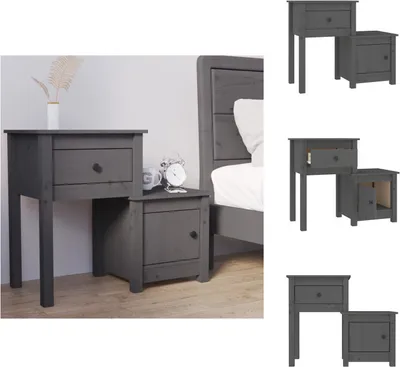 Produktbild von vidaXL Nachttisch Grau 79,5x38x65,5 cm Massivholz Kiefer -  Nachttische