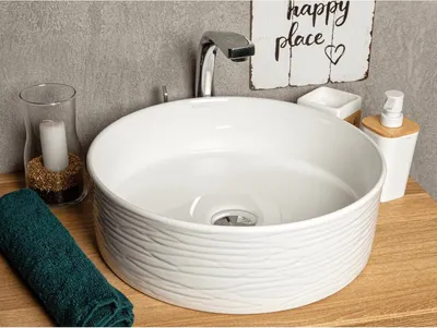 Immagine prodotto di Kerra | Lavabo - Lavabo da appoggio Kr-74 - 40X13 Cm - Bianco lucido - Design moderno - Compatto ed elegante