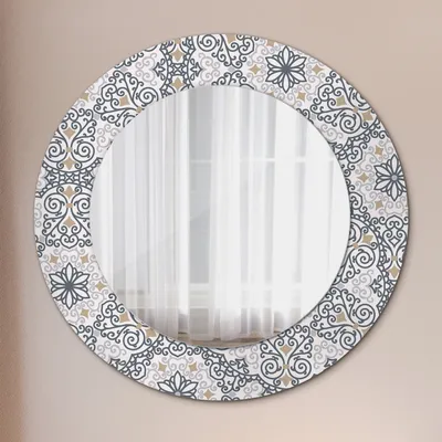 Produktbild von Wohnzimmer Spiegel - Mirror zum Wandspiegel Schlafzimmer – Schminkspiegel - Geometrisch Ornamente - Runder: Ø50cm