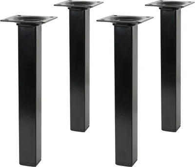 Produktbild von 4er Set Möbelbeine Schwarz Eckig Höhe 300mm 25 x25mm Sofafüße Stempel aus Metall