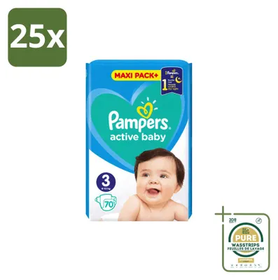 Productafbeelding van 25 x Pampers Active Baby luiers, maat 3, 6–10 kg - Voorraadverpakking - 25 stuks