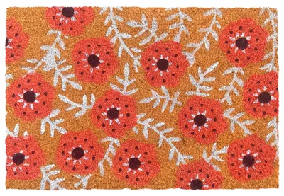 Produktbild von Relaxdays Fußmatte Kokos, Blumen, 60x40 cm, rutschfest, wetterfest, Fußabstreifer innen & außen, Türvorleger, mehrfarbig