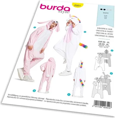 Obrázek produktu pro Střih Burda 2351 - Jednorožec, zajíc