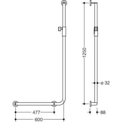Produktbild von HEWI 900.33M203XA Winkelgriff m.Br.H.,d:32, A1:1250,