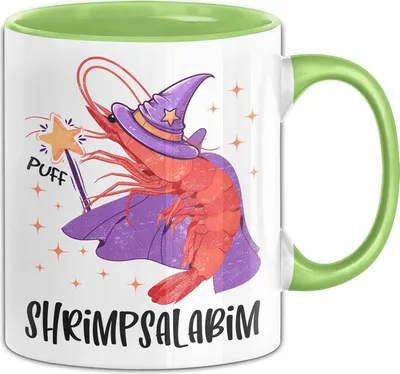 Produktbild von Shrimp-Liebhaber Tasse Geschenk Shrimpsalabim Geschenkidee Zauberer Becher (Grün)