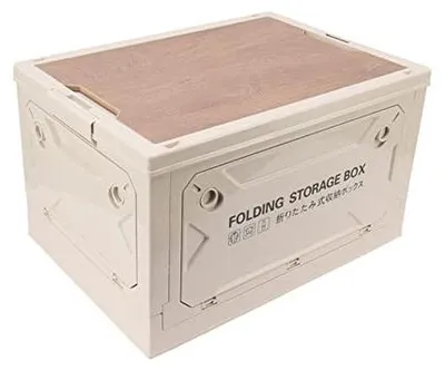 Produktbild von Faltbare Aufbewahrungsbox 50L mit Holzdeckel für Camping und Kofferraum