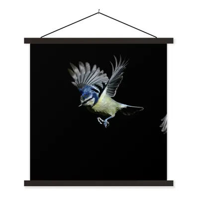 Produktbild von MuchoWow® Textilposter Vögel - Federn - Schwarz 60x60 cm mit schwarzem Rahmen - Posteraufhänger