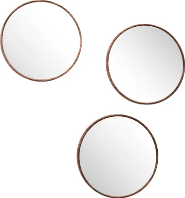Produktbild von Home Deco Factory Spiegel Toronto - 3x Stuck - D26 cm - Holzoptik - Kunststoff