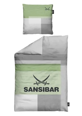 Produktbild von Bettwäsche Sansibar Bettwäsche-Set Sunrise, 100% Premium Baumwolle, 135x200 cm/ 80x80 cm in Grün