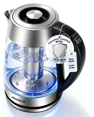 Immagine prodotto di Bollitore in vetro con controllo della temperatura, capacità 1,7 litri e base in Vetroceramica