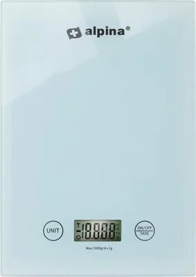 Obrázok produktu pre alpina Kuchynská váha Digitálna kuchynská váha v g, lb, oz a ml - presná váha s funkciou tara - kuchynské príslušenstvo - 22 x 15,5 cm - biela