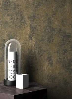 Produktbild von NEWROOM Tapete Schwarz Vliestapete Putz -  Uni Gold  Beton Stein
