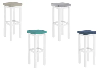 Produktbild von Klassischer Barhocker mit verschiedenen Polsterfarben 80 cm hoch Kiefer weiß V-90.71-45WP