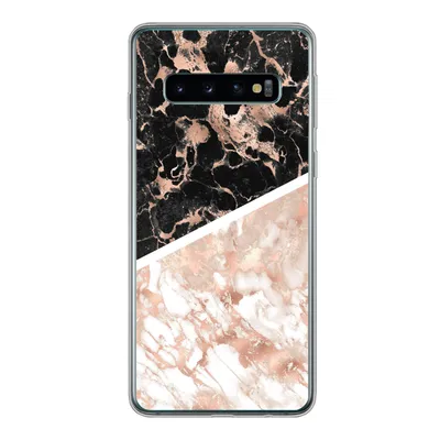 Produktbild von MuchoWow® Handyhülle Schutzhülle Hülle für Samsung Galaxy S10 Marmor - Rosa - Weiß - Schwarz Silikon Softcase Handy Hülle - Handytasche
