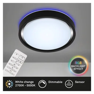 Produktbild von Deckenleuchte Briloner Talena LED Deckenlampe 24W Dimmbar Fernbedienung RGB-Backlight Schwarz