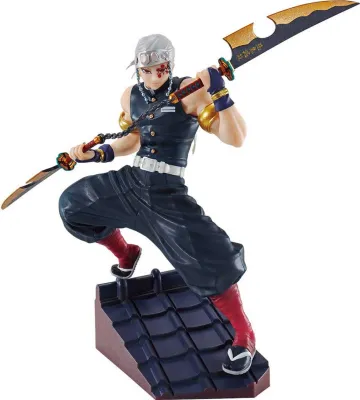 A figurine of a character from an anime or manga, posed dynamically on a tiled base.