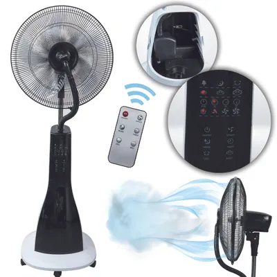 Produktbild von TroniTechnik® Standventilator mit Wasserkühlung, Sprühnebel Raumbefeuchter, Fernbedienung, Oszillierend, 3 Stufen, Timer