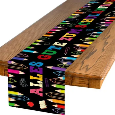 Produktbild von Tischläufer Einschulung Schulanfang 180 x 35 cm Schwarz