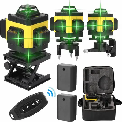 Produktbild von Kreuzlinienlaser profi 4D Laser Level 16 Lines Grünes 360º Rotary Automatische Rotationslaser 3° Selbstnivellierende lasermessgeräte mit zwei Batterie