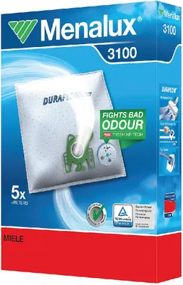 A product box for Menalux vacuum cleaner bags.