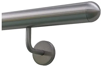 Edelstahlgeländer mit halbrunder Kappe und schrägem Halter - Ø 42,4 mm - 90 cm