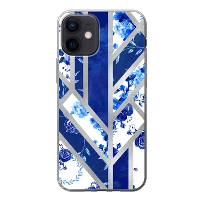 Produktbild von MuchoWow® Handyhülle Schutzhülle Hülle für iPhone 12 Delfter Blau - Design - Luxus Silikon Softcase Handy Hülle - Schutzhülle