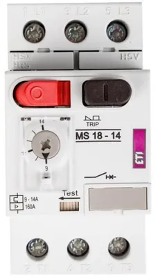 Zdjęcie produktu dla Wyłącznik silnikowy 3-biegunowy, 5,5 kW, 9-14A, model MS18, numer katalogowy 004600350