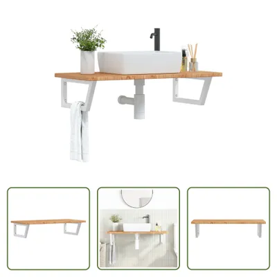 Obrázok produktu pre The Living Store Umývadlová doska s konzolou z ocele a masívneho dubového dreva