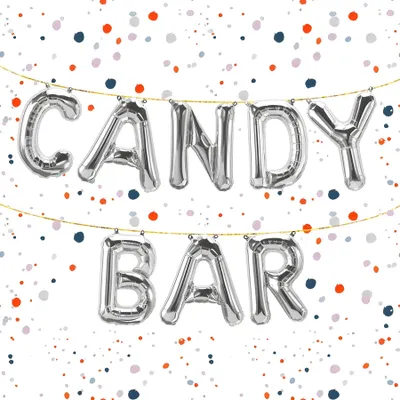 Produktbild von Folienballon Schriftzug Candy bar, Silber, ca. 80 cm für Luftbefüllung