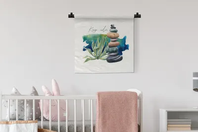 Produktbild von MuchoWow® Wandteppich Wandbehang Steine - Pflanzen - Meer 60x60 cm Tapisserie Dekoration Wandtuch - Dekorationen - Wand Decke