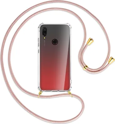 Produktbild von Handykette Backcover-Schutzhülle mit Band (Metall goldfarben) für Xiaomi Redmi 7 - roségold