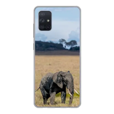 Produktbild von MuchoWow® Handyhülle Schutzhülle Hülle für Samsung Galaxy A71 Elefant - Gras - Tiere - Natur Silikon Softcase Handy Hülle - Kartenbesitzer