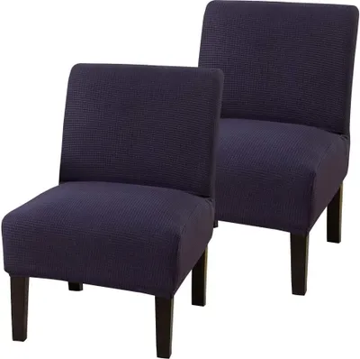 Produktbild von 2 Stück Stretch Sesselbezug ohne Armlehne, wasserabweisend Jacquard Stuhlhussen Abnehmbarer Waschbare Sessel Überwürfe, Akzent-Stuhlabdeckung,Dunkelblau