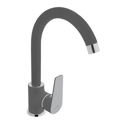 Immagine prodotto di Miscelatore per lavello, miscelatore per lavello, moderno grafite/cromo, alto 27,6 cm, DOKOS