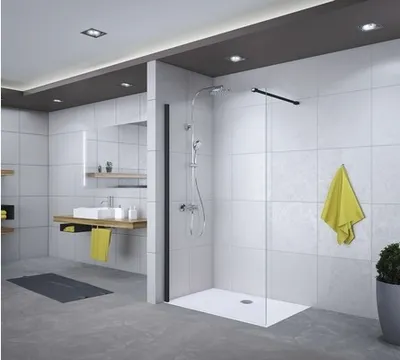 Produktbild von Raumdusche Breuer Panorama 900x2000 mm Echtglas Satiniert schwarz 3338031030004