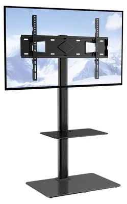 Produktbild von VEVOR Mobiler TV-Ständer, Mobiler TV-Wagen für 32 bis 70 Zoll Fernseher, Höhenverstellbarer Tragbarer TV-Ständer mit Rädern, Doppelschale für audiovisuelle Geräte, Rollender TV-Ständer mit Halterung für Schlafzimmer, Wohnzimmer, 81,3-165,1 cm, Fest-a