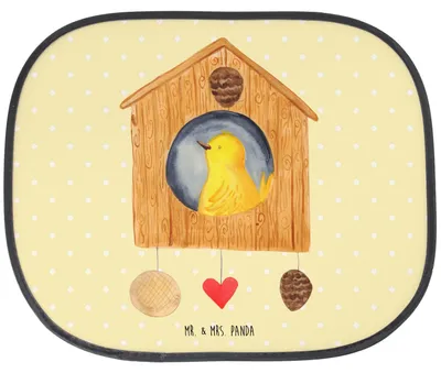 Produktbild von Mr. & Mrs. Panda Auto Sonnenblende Vogel Haus - Gelb Pastell - Geschenk, Sonnenschutz, kfz, Vogelhaus, Castle, Familie, Hitzeschutz, Lustige Sprüche, Wohnung, für