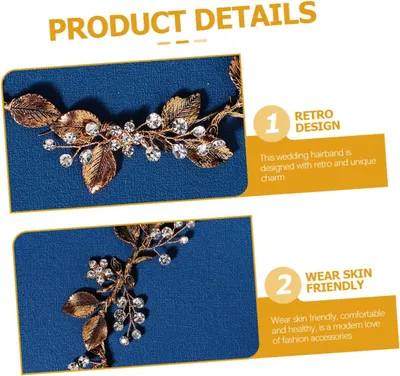 Produktbild von 5 Stück Blatt-Haarband als Haarschmuck für Hochzeiten, Haargummis und Blumenmädchen, Kopfschmuck für Frauen