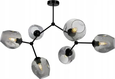 Produktbild von Light-Home Prage Deckenbeleuchtung Lampen Deckenlampen - Deckenlampe Industrial für Wohnzimmer Schlafzimmer und Esszimmer - Pendelleuchte Glas mit Metall 6-Flammig - Graphit