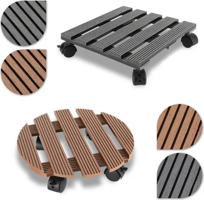 Zdjęcie produktu dla Wózek do roślin TolleTour do 80 kg, WPC, 30 x 30 x 7,5 cm, okrągły, brązowy