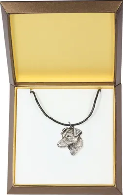 Immagine prodotto di Jack Russell Terrier - Collana per cani in confezione regalo, medaglione argentato per gli amanti dei cani, ciondolo distintivo del marchio Art-Dog