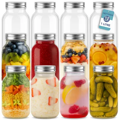 Produktbild von Set von 12 Luftdichten Glasbehältern 1L zur Lebensmittelaufbewahrung